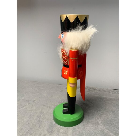Erzgebirge German Nutcracker Figurine Red Yellow Outfit Faux Fur Accents Gold-Ti - Picture 5 of 10